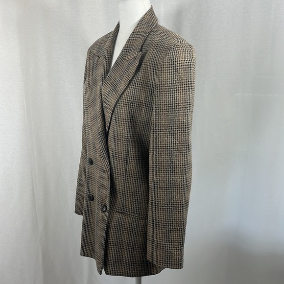Louben Wool Blend Houndstooth Academia Womens Blazer Size 8 Old Money Equestrian - Picture 3 of 16